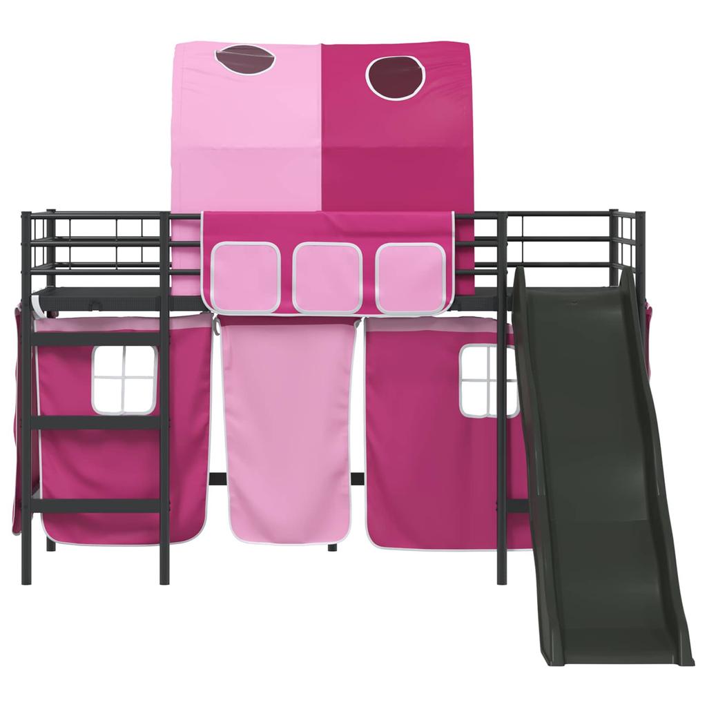 Kids Bunk Bed Black and Pink 75 x 190 cm Metal