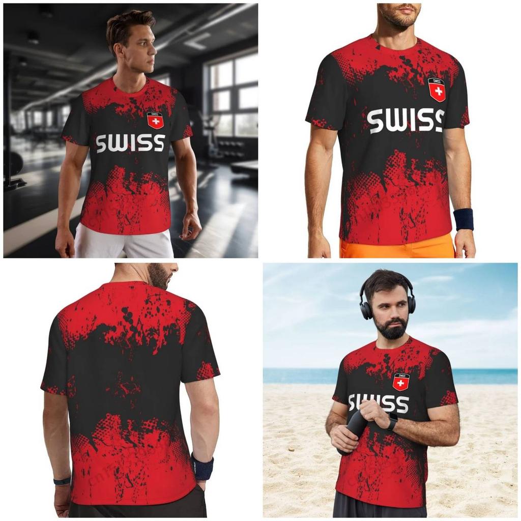 Switzerland Swiss Tshirt MMA Boxing Muay Thai National Flag Print 3D Training Unisex Women Men Quick Dry Fitness Workout Gym Sport Casual Streetwear