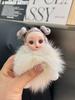 Fluffy Real Fox Baby Toy Key Chain Woman Cute Girls Pompom Doll Keychain on Bag Trinket Party Kids Toys Gifts