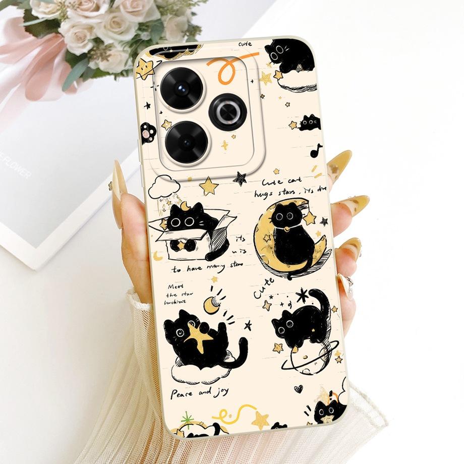 Новый модный чехол для телефона с рисунком для Xiaomi Redmi 13 13C 13X Poco C65 Funda Мягкий матовый силиконовый чехол с рисунком банта Мультяшный кот