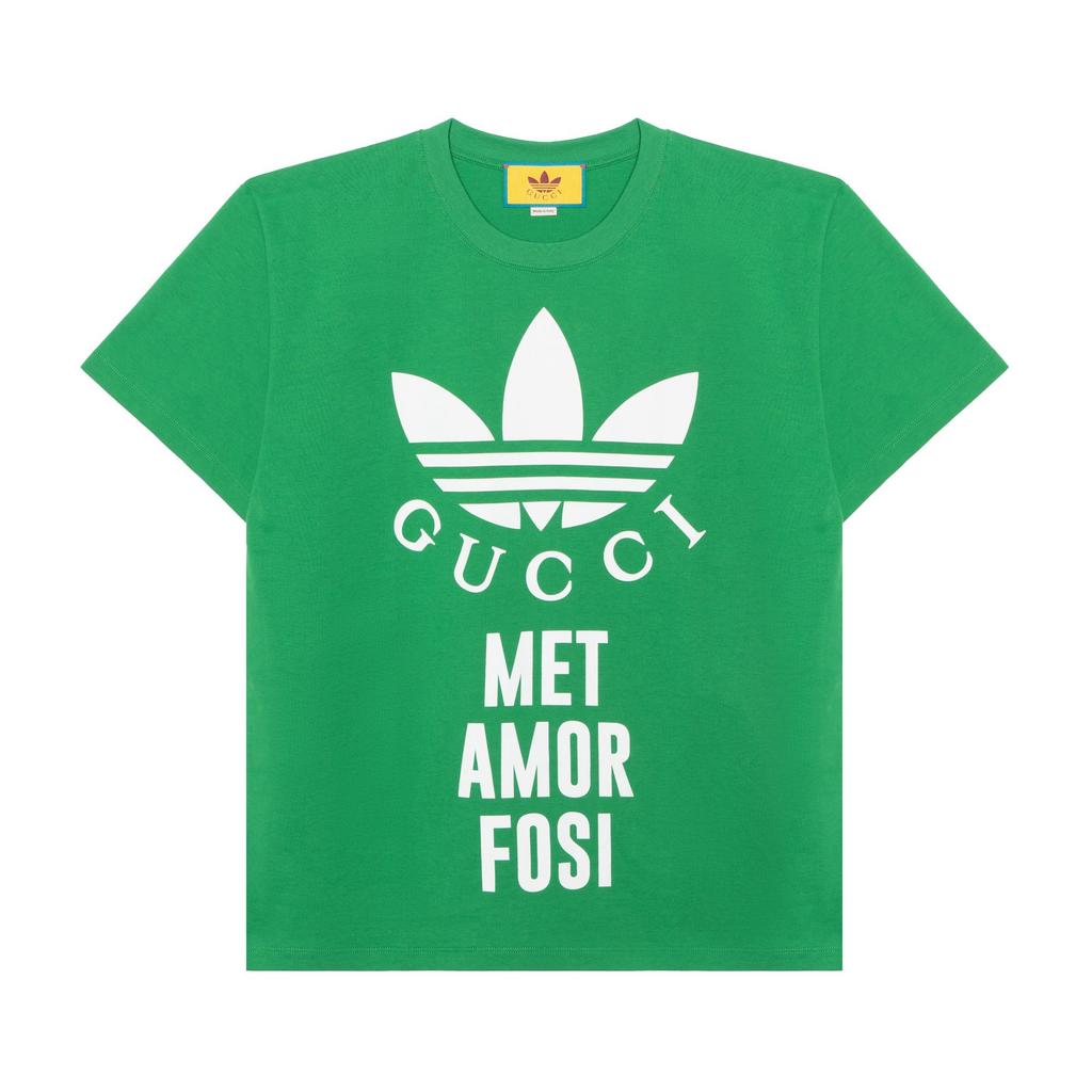 GUCCI x Adidas Originals Adidas X Gucci Collaboration Collection T Shirt Men's Green 616036-XJEW3-3129