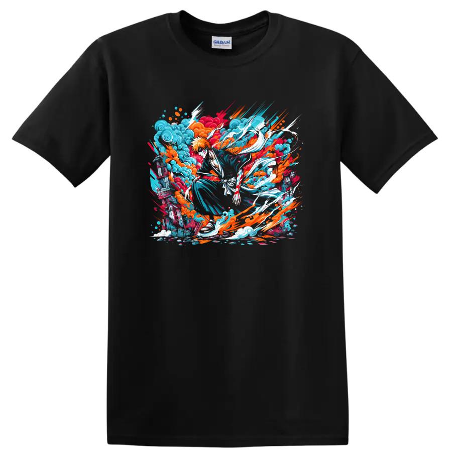 Ichigo Kurosaki Anime T Shirt Color Splash Action Graphic Tee Vibrant Warrior