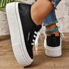 Leather Women Flats Sneakers Platform Running Sport Shoes SyfIyno Trend Winter New Lace Up Casual Shoes Walking Mujer Zapatillas