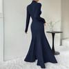 Women's clothing royal sister intellectual style dress autumn and winter new high-necked temperament slim-fitting long dress