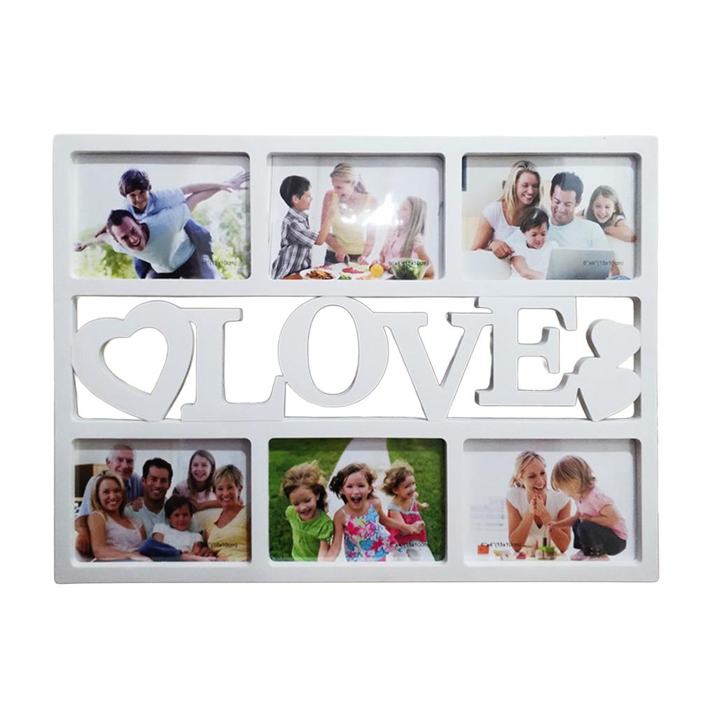 6 Slots Photo Wall Collages Kit Family Love Picture Frame Multi Opening Wall Decor Home Artwork Display