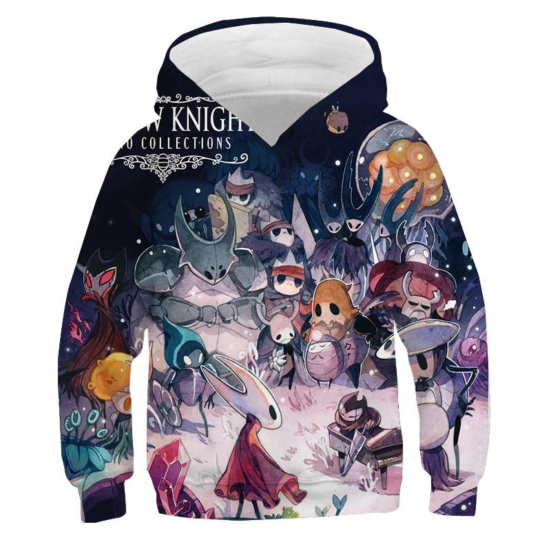 Принт Hollow Knight Толстовки Свитшоты Осень Флис Пуловер Мальчики Девочки Спортивный костюм y2k Топы Sudadera Аниме Худи Детская одежда