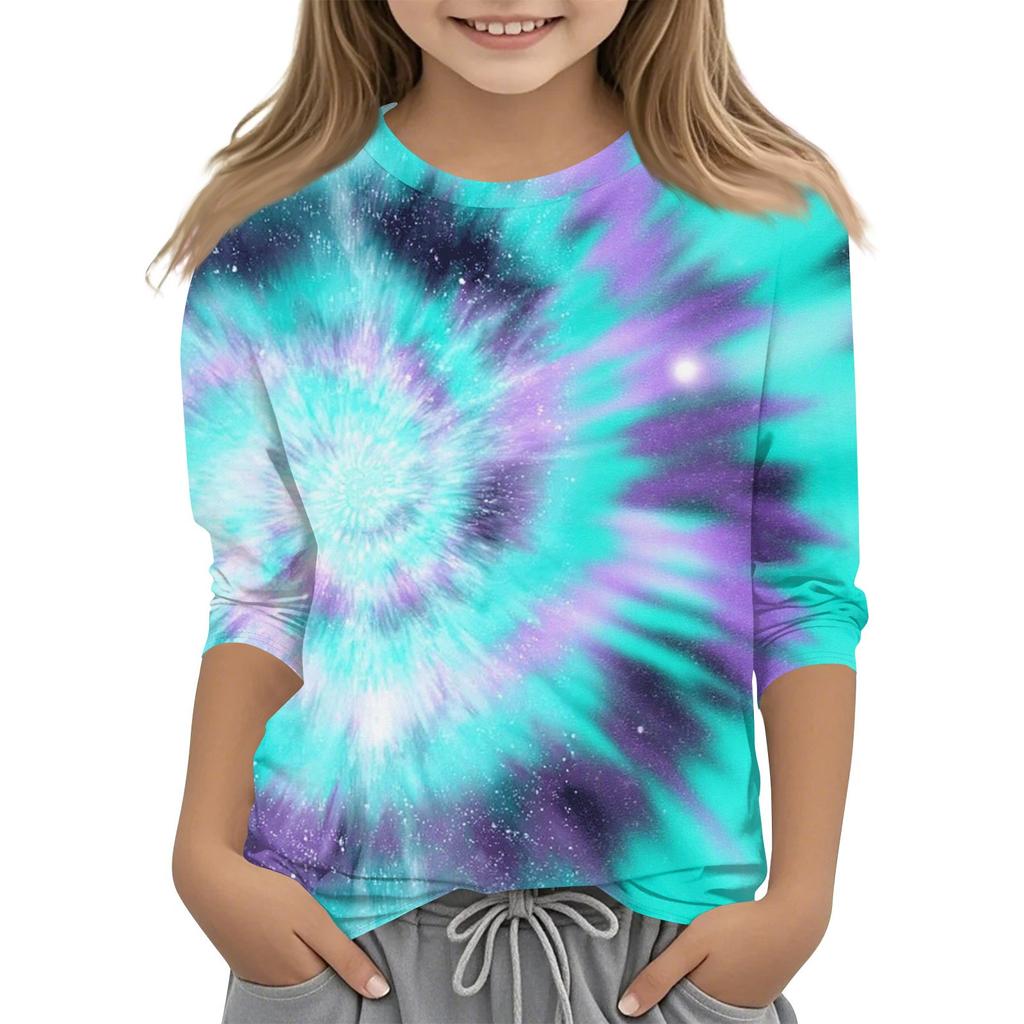 Детская футболка с круглым вырезом и принтом, рукава 3/4, повседневная футболка