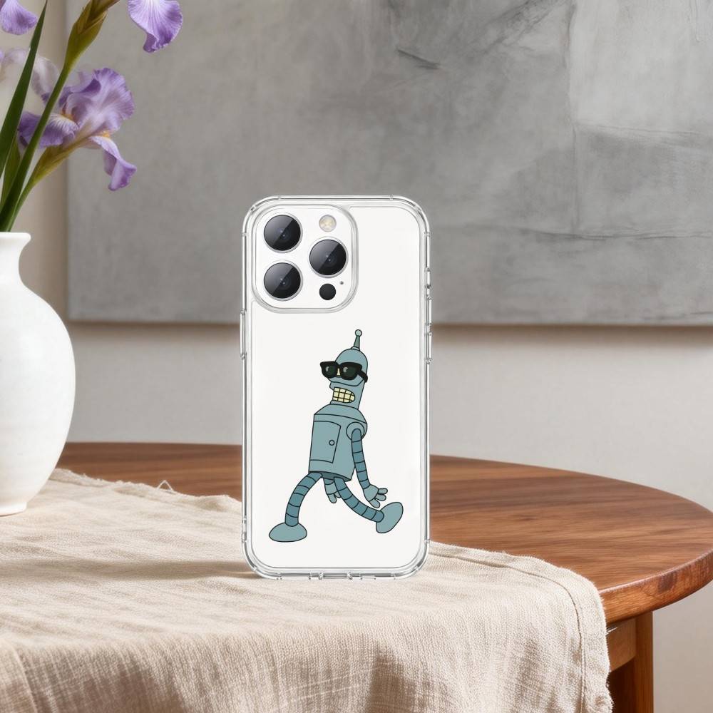 Futurama Funny Bender Phone Case For iPhone 17 16 15 14 13 12 11 Mini Pro Max Plus Transparent Cover