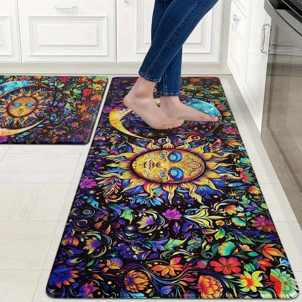 1PC Cowhide Pattern Kitchen Rug Non-Slip Door Mats Pop design Bathroom Rug Bath Mat Carpet for Home Sink Laundry Decor