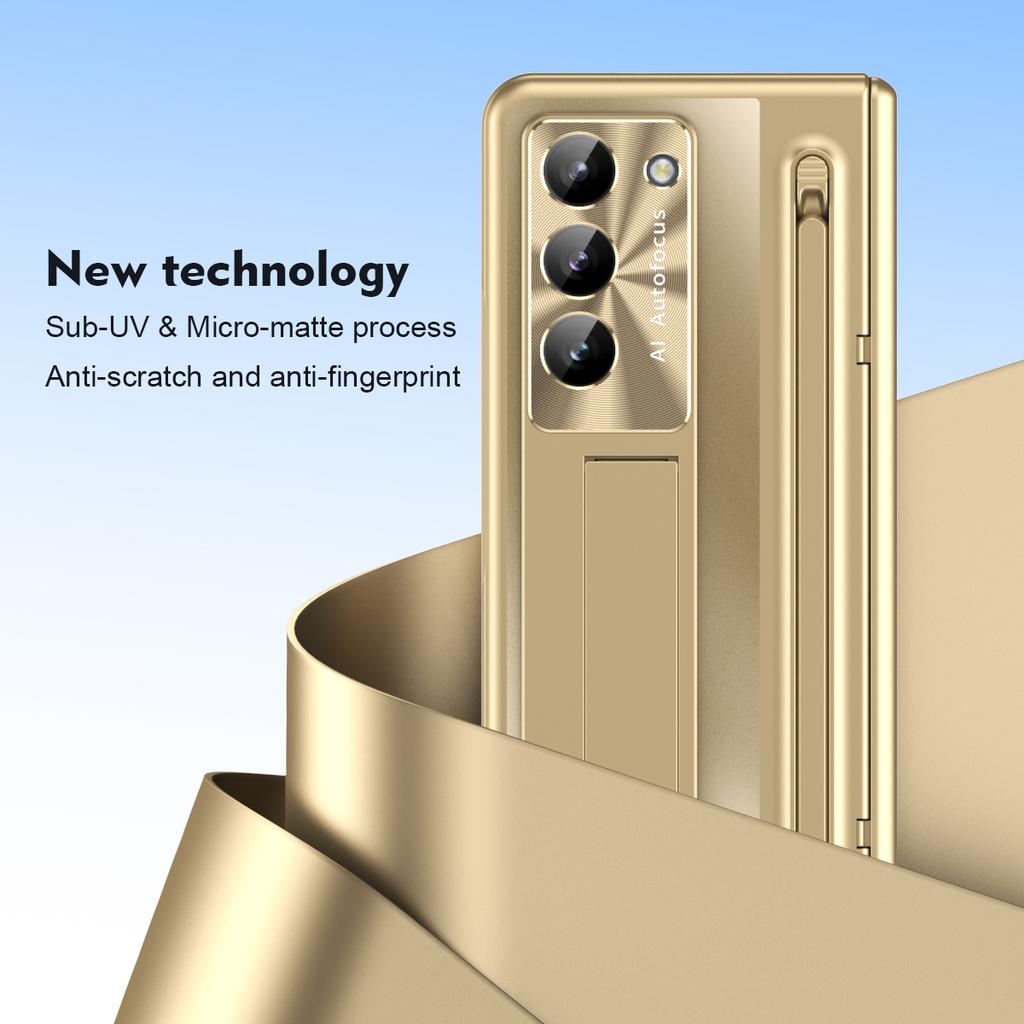 RENGZ Shockproof Hinge Protection Case For Samsung Galaxy Z Fold 6 5 4 With Pen Stand Fold5 Tempered Glass Protective Film Cover