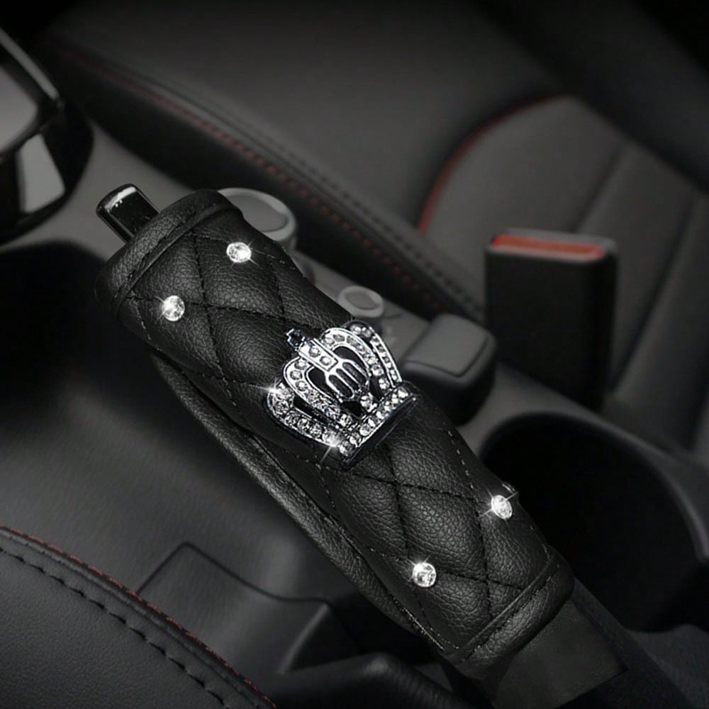 1Pcs Car Seat Belt Cover Hand Brake Gear Cover Shoulder Protection Cover Set Bling Rhinestones Leather Belt Sheath For All Cars