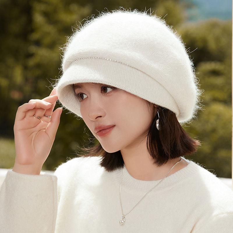 Женская уютная шапка-бини Теплая, ветрозащитная и стильная для осени/зимы Зимняя велосипедная шапка из флиса Утепленная теплая шерстяная шапка Защита ушей Вязаная шапка