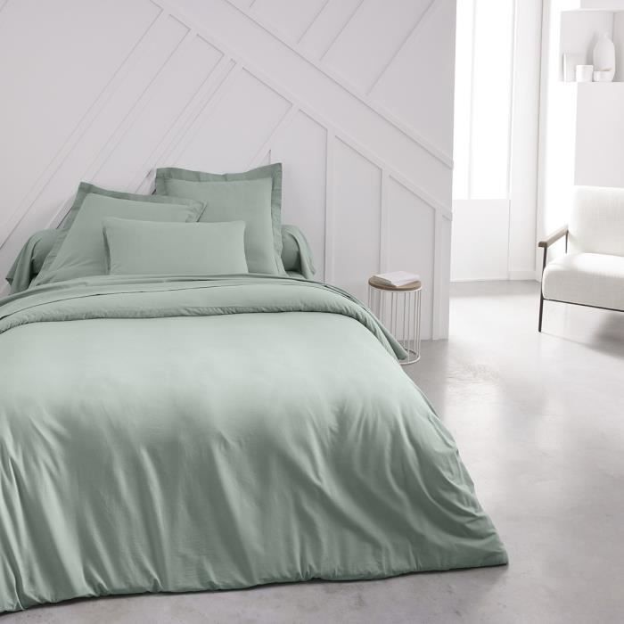 TODAY Essential Fitted Sheet - 140 X 190 Cm - 2 People - 100% Plain Cotton - Celadon