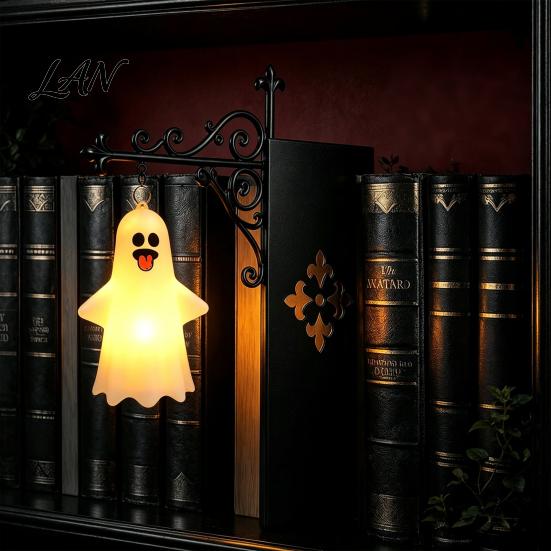 Аксессуары для комнаты в стиле Dark Academic, Хэллоуин, Настольная лампа для книжной полки, Винтажная металлическая декоративная полка-светильник, Питание от батарей, Свет для книжного уголка, Теплый светодиодный ночник для