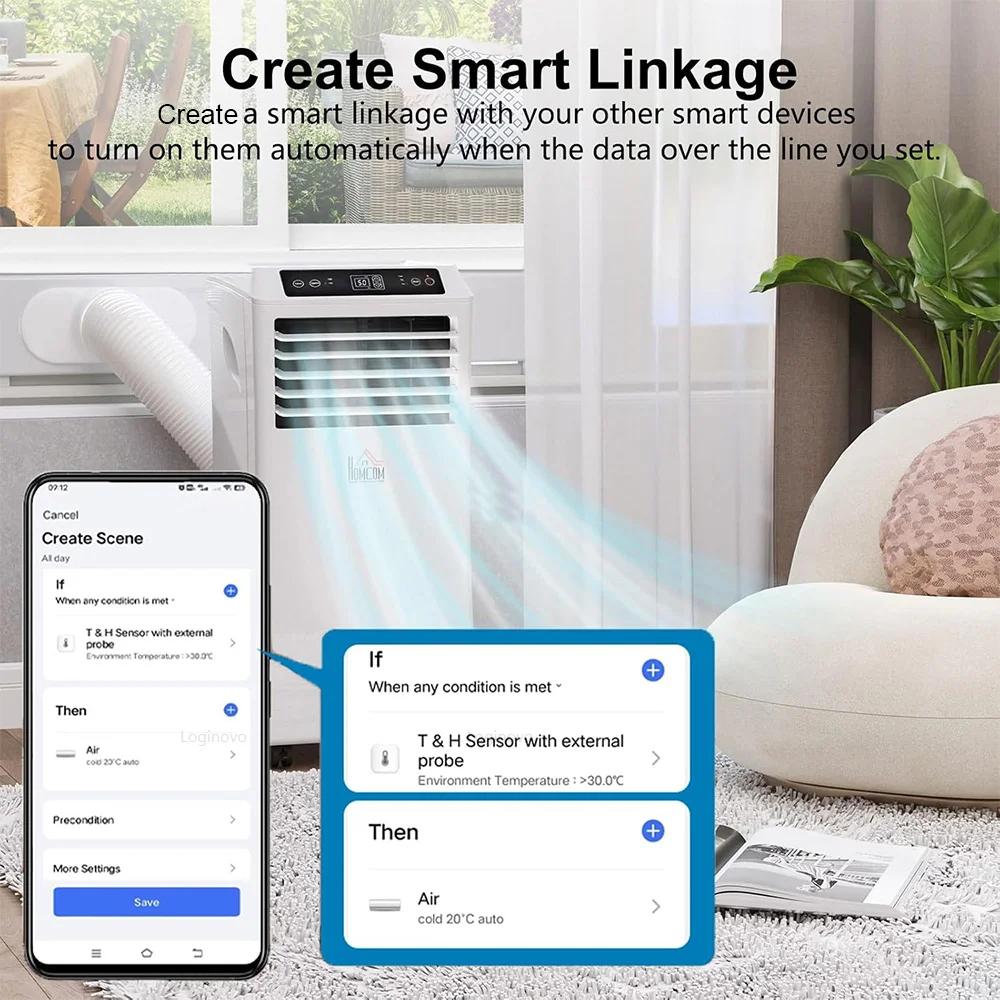 ONENUO Tuya WiFi Humidity Temperature Sensor with External Probe LCD Thermometer for Smart Home APP Monitoring for Refrigerator
