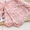 Womens Summer Sweet Ruffled Ruched Pink Detachable Fake Collar Elegant Jacquard Lace Up Bowknot Shawl Wrap Scarf Capelet