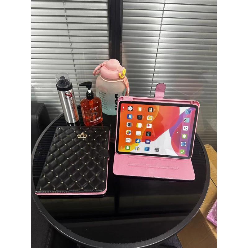 Чехол-книжка для iPad 10.2 9.7 Air 6 с инкрустацией стразами в виде короны и застежкой, функция Smart Sleep, кожаная обложка