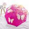 1PC Butterfly Pink Umbrella-8-Rib Reinforced Portable Folding Travel Suitable for All Seasons Outdoor Daily , Fun Design-Z0404