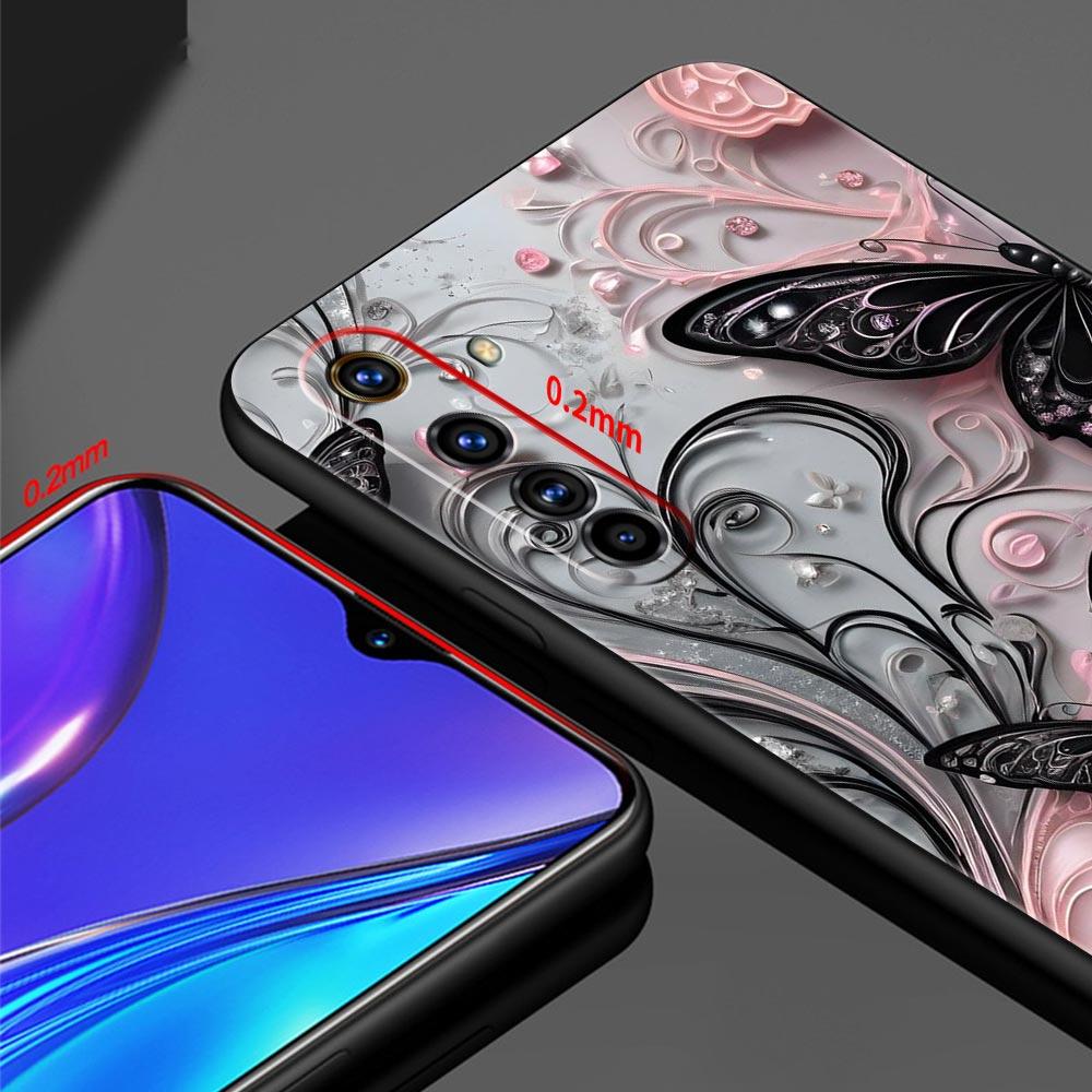 Модный чехол для телефона Realme 13 12 11 10 9 Pro Plus GT3 GT2 C21 C25 C35 C53 C55 C67 Pro с рисунком «Бабочка и цветок», из мягкого ТПУ