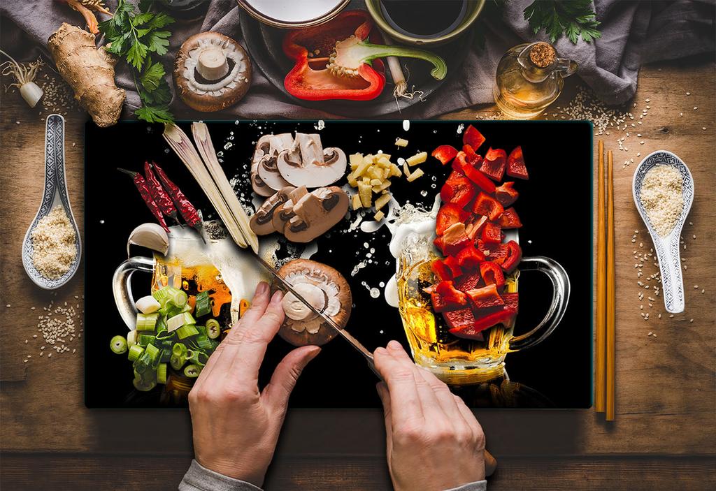 GLASS PLATE CUTTING BOARD 52x30 BEER