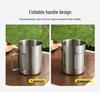 304 Stainless Steel Double-Layer Folding Insulated Outdoor Cup for Camping, Hiking, Travel, and Mountaineering