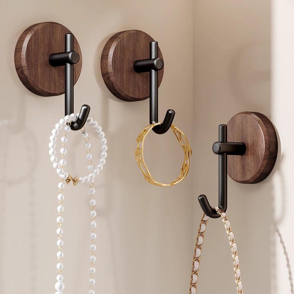 Северная Европа Деревянный Настенный Крючок Черный Белый Самоклеящийся Настенный Крючок для Хранения Без Сверления Водонепроницаемый Держатель для Полотенец Украшение