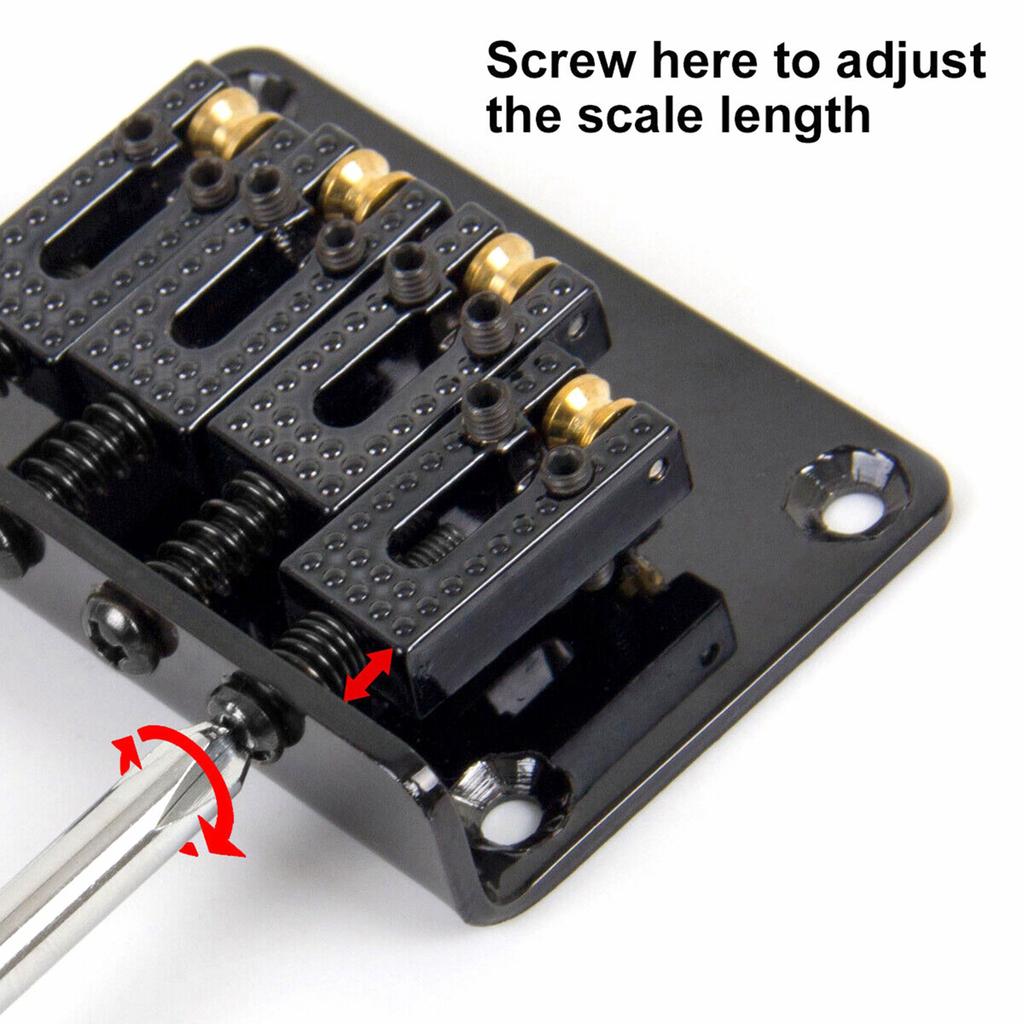 4 String Cigar Box Guitar Bridge, Electric Guitar Bridge Tailpiece Top Load Fixed Hardtail Saddle Cigar Box Guitar Parts