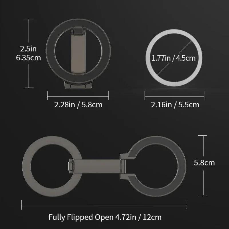 Двойной магнитный держатель-кольцо для телефона, складная подставка, совместимый с сериями iPhone 16 12 13 14 15 MagSafe, подставка-держатель для телефона