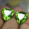 Rare Peridot Green   16.00 Ct Natural Trillion Cut Loose Gemstone Pair