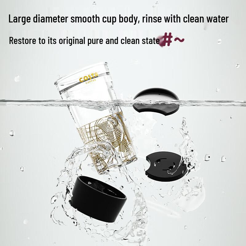 COSTA Double-Walled Insulated Glass Coffee Mug with Lid