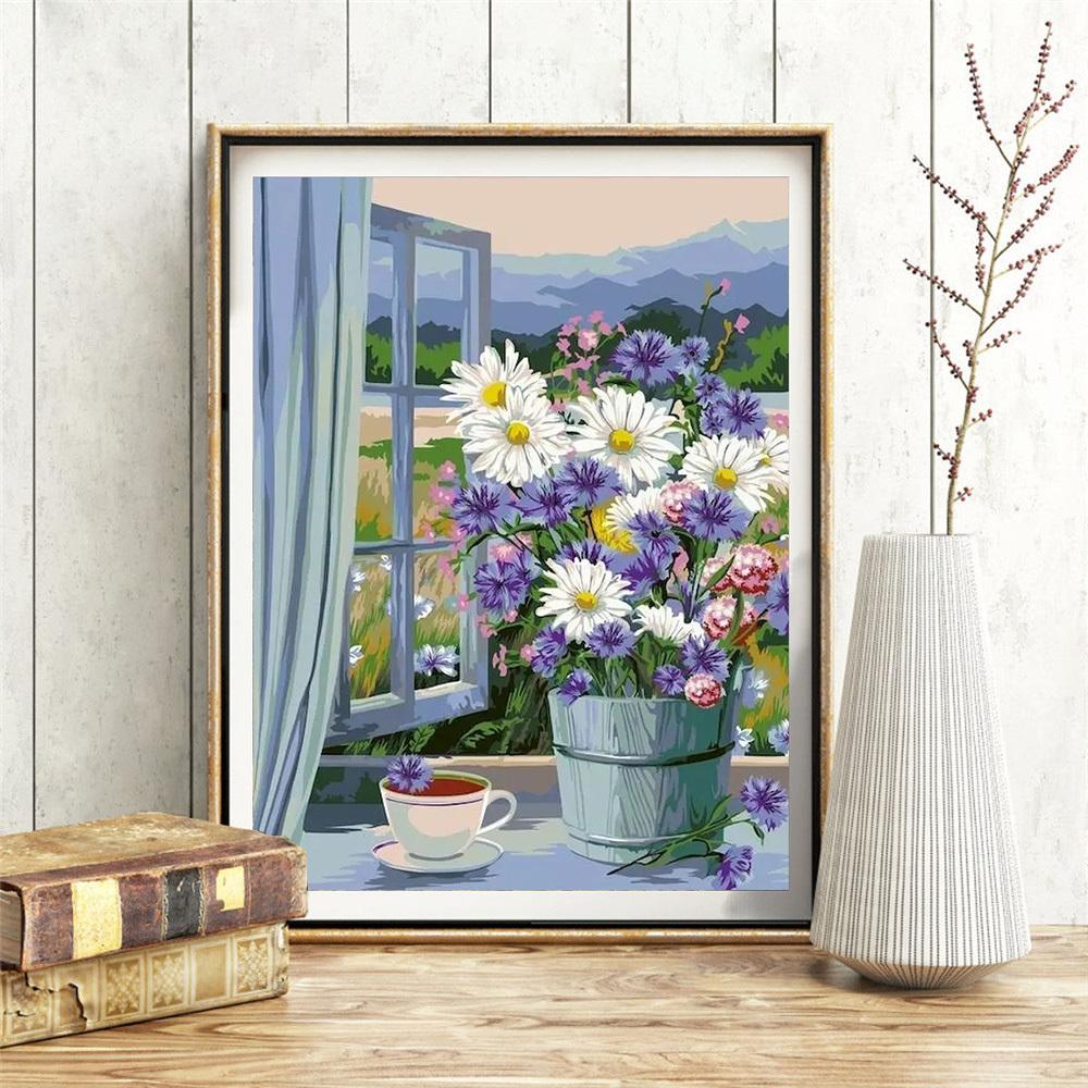 5D Алмазная Картина Новые Поступления Цветочное Окно Домашний Декор Полная Квадратная Круглая Вышивка Мозаика Пейзаж Настенное Искусство