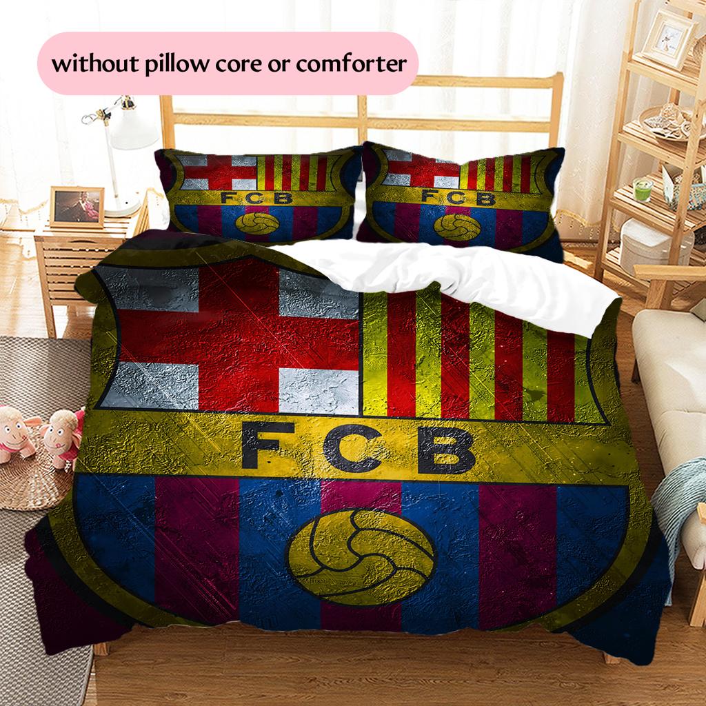 Постельное белье с узором ФК Барселона Домашний декор Подарок на день рождения (1 пододеяльник + 2 наволочки, без наполнителя)