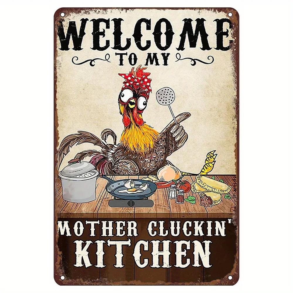 Rustic Chicken Farm Aluminum Sign Vintage Wall Decor for Cozy Coffee Shop Kitchen Farmhouse