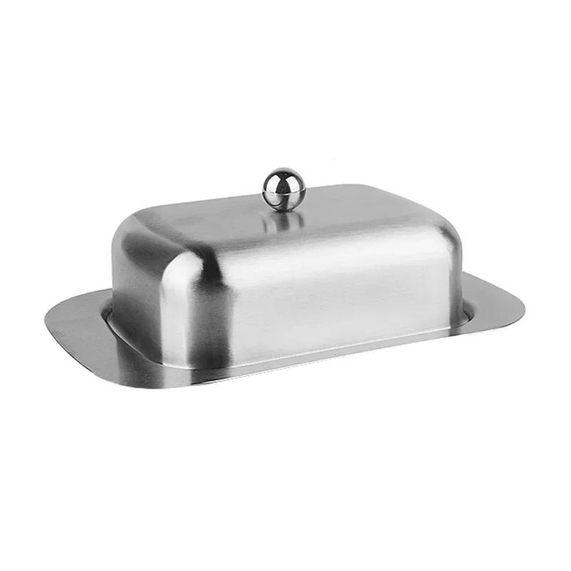 Stainless Steel Butter Dish with Lid Fruit Salad Biscuit Serving Tray Butter Storage Containers Cheese Plate Kitchen Dinnerware