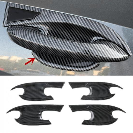 Carbon Fiber Exterior Door Handle Bowl Cover Trim For Hyundai Tucson 2021-2023