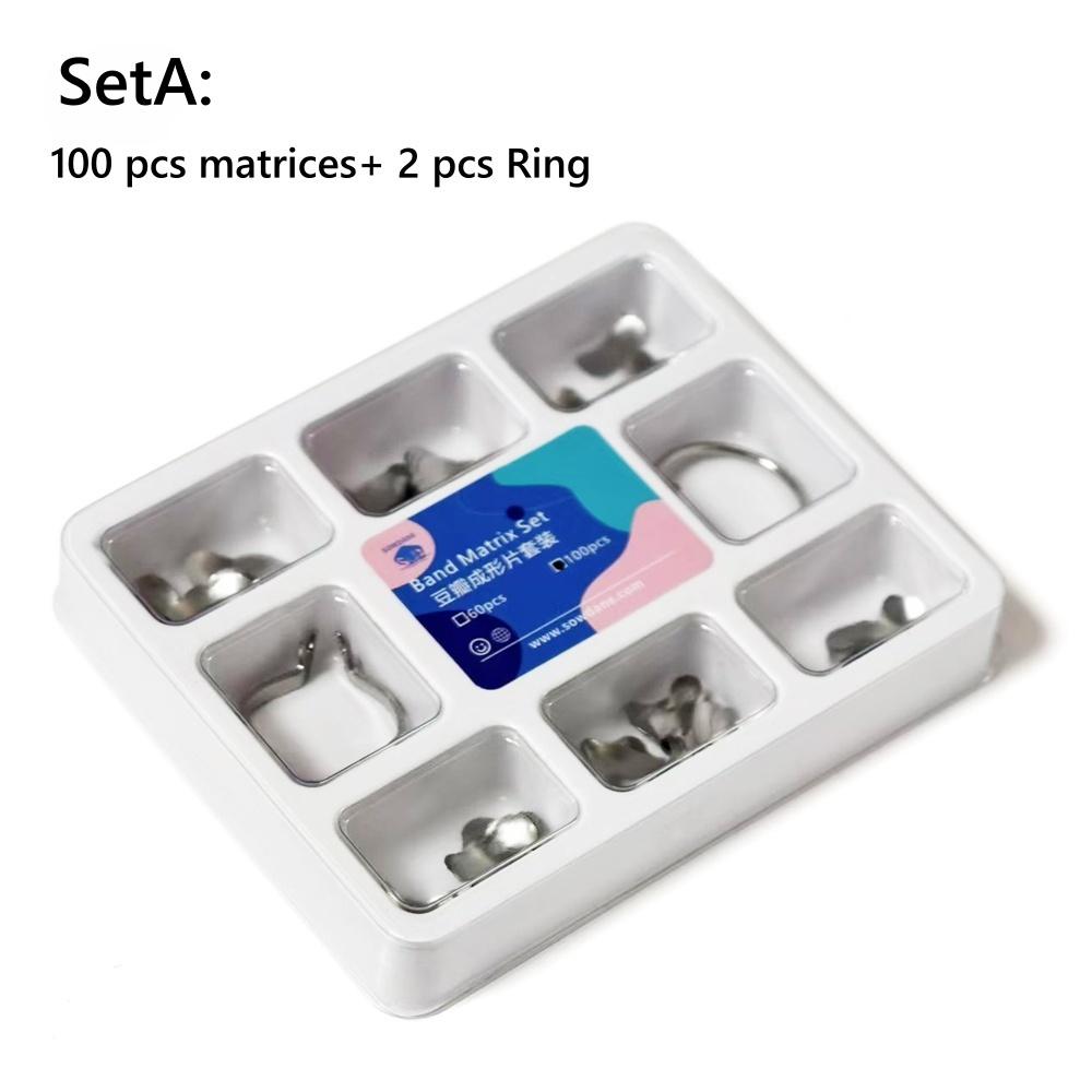 100 шт./компл. стоматологические ортодонтические секционные контурные матрицы набор матриц стоматологические пластиковые клинья резиновые клинья ортопедический материал матрицы