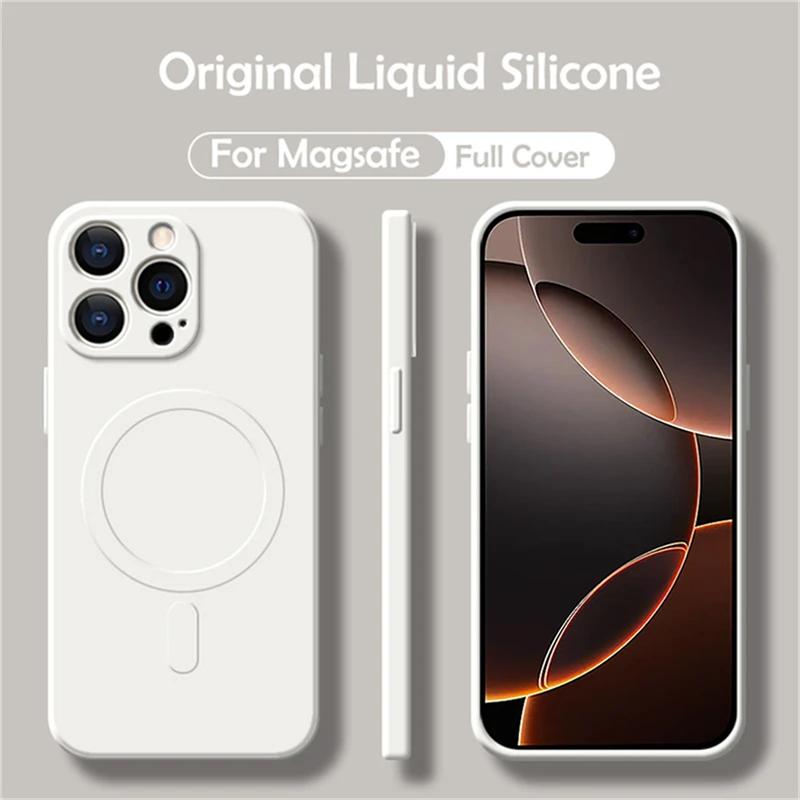 Роскошный жидкий силикон для чехла телефона Magsafe для iPhone 17 Air 16 17 Pro Max 14 15 12 13 Mini Магнитная крышка для беспроводной зарядки