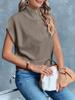 Women's Half Zip Cropped Knit Top Cap Sleeve Lightweight Oversized Sweater Vest