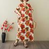 Women's Vintage Long Dress with Cotton and Linen Patterns