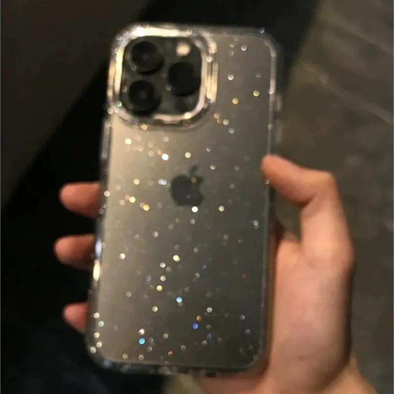 Роскошный блестящий прозрачный чехол для iPhone 16 15 14 13 12 11 Pro Max X XR XS 7 8 Plus - ударопрочный прозрачный мягкий силиконовый чехол для iPhone