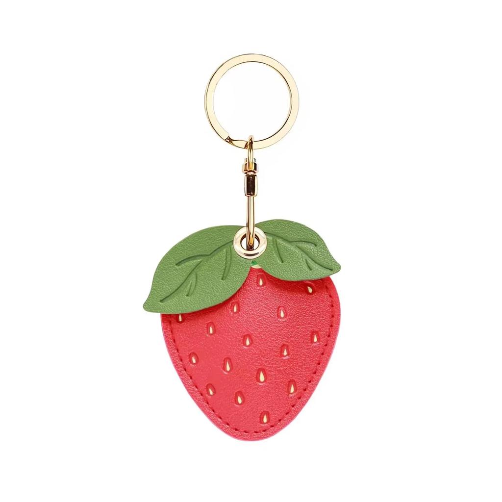 Leather Keychain Holder Case for Apple AirTag Cute Protective Air Tag Cover Keychain Ring Anti-Scratch Finder GPS Tracker Case