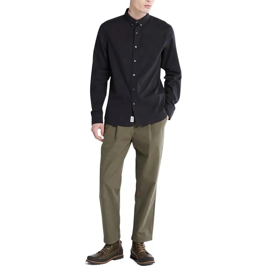 Timberland Shirts Men's Black Lapel Moderate Shirt (Unisex) Shirts A2BAQ BV1