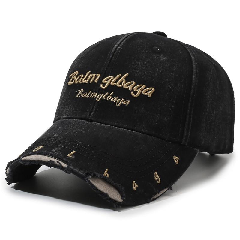 Distressed Cotton Embroidered Baseball Cap With Curved Brim For Casual Outdoor Wear