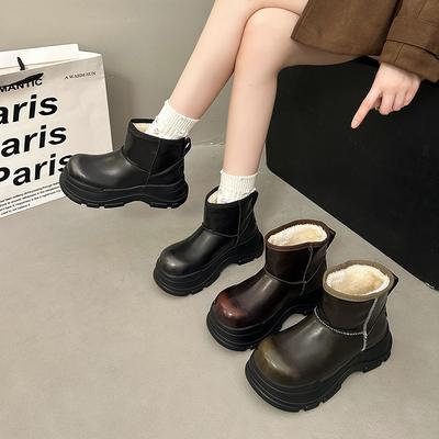 Женский модный пуфик на толстой подошве, зимние легкие теплые непродуваемые сапоги для снега, нескользящие повседневные кроссовки, хлопковые ботинки Мартин