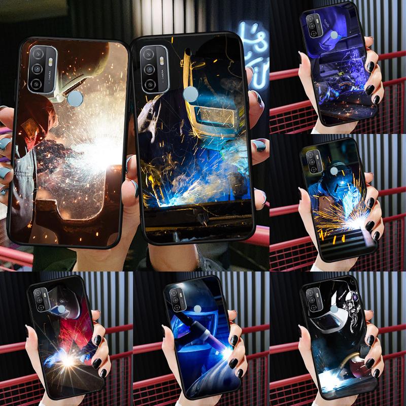 Welder Welding Hot Metal Worker Case For Oppo A54 A74 A94 A54S A57S A15 A16 A17 A52 A72 A76 A96 A58 A78 A98 A77 A5 A9 Cover