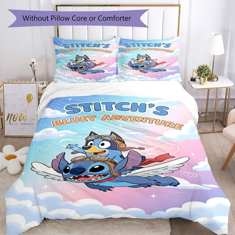 Bluey Bedding Set Breathable Duvet Cover with Pillowcases Decorative Bed Linen for Bedroom Home Decoration Birthday Gift