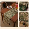 Рождественская зеленая жаккардовая скатерть-дорожка с кисточкой, декоративный праздничный флажок для стола, украшение обеденного стола для дома, ресторана, бара, кухни