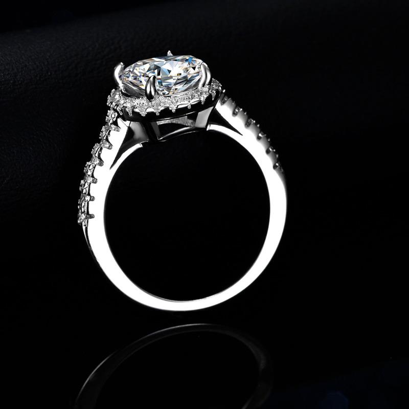 Bague Ringen Роскошные кольца с муассанитом овальной огранки 2,0 карата для женщин, кольцо из 100% стерлингового серебра 925 пробы, свадебный подарок на помолвку
