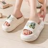 Летние пляжные тапочки EVA для женщин, нескользящая платформа, простые однотонные цветные сандалии с принтом букв и милым медведем