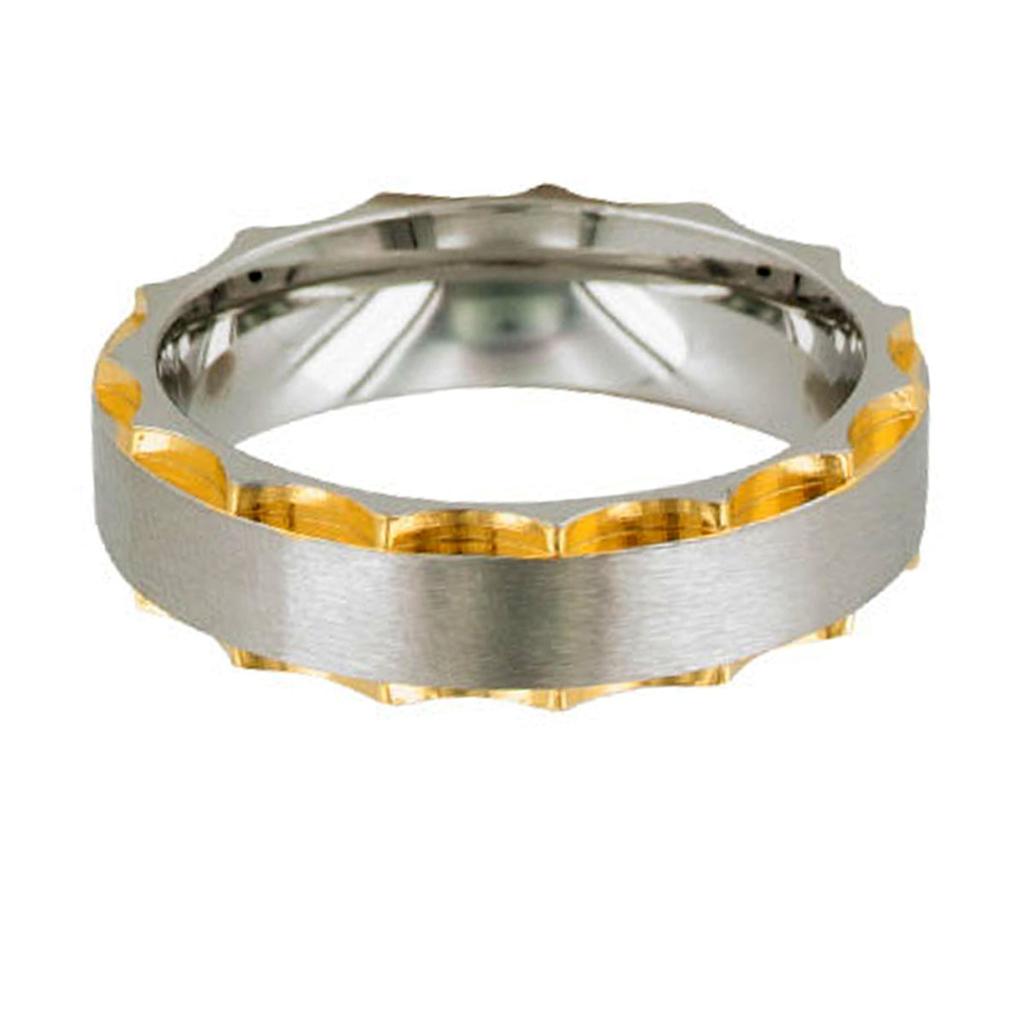 Steel Ring 'Peaceful' Silver Gold - 7 Mm